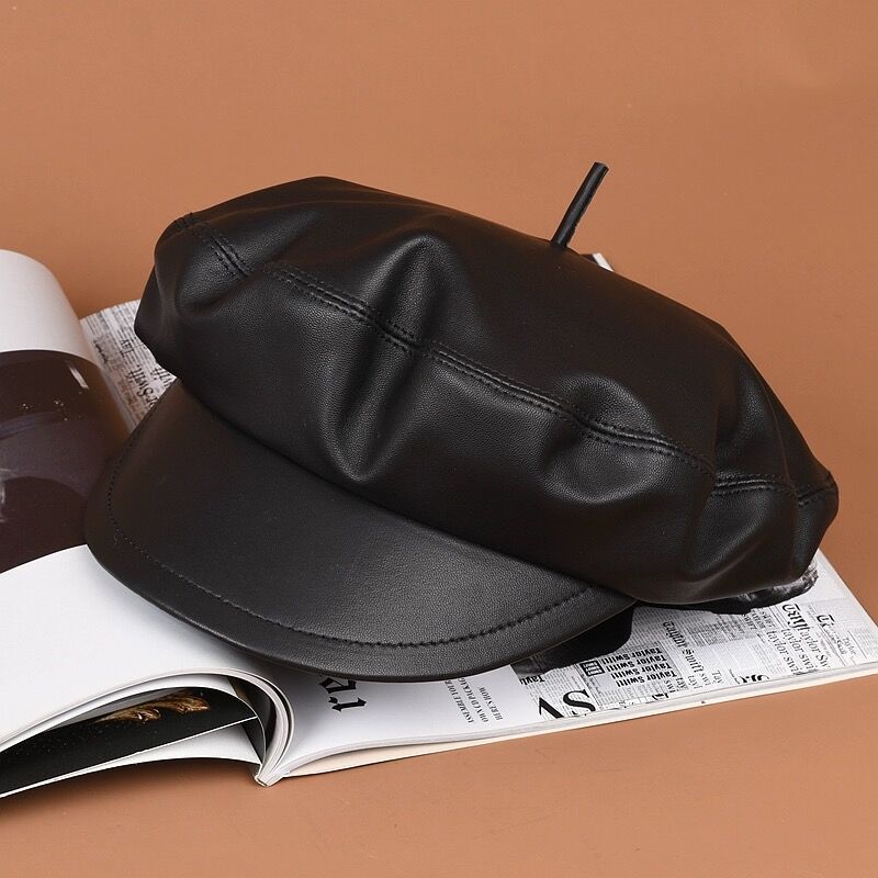 

Мягкая шляпа газетчика из натуральной кожи, осенне-зимняя женская берет, стильная модная уличная спортивная согревающая шапка, бейсболка, шляпа с тыквой XL 57 58cm