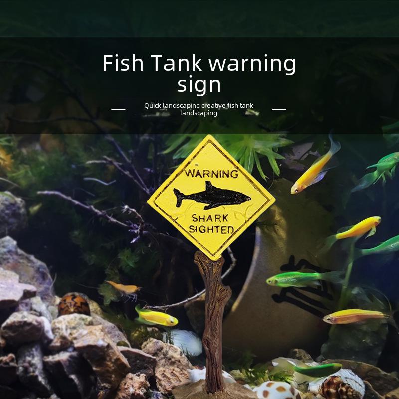 Creative Resin Shark Skull Aquarium Decoration: Fish Tank Warning Sign Ornament for Landscaping.