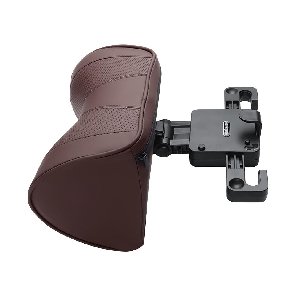 Leder-Auto-Kopfstützen-Nackenkissen, verstellbarer Winkel, Autositz-Kopfstützenkissen mit Haken zur Linderung von Kopfschmerzen, Autokrankheit