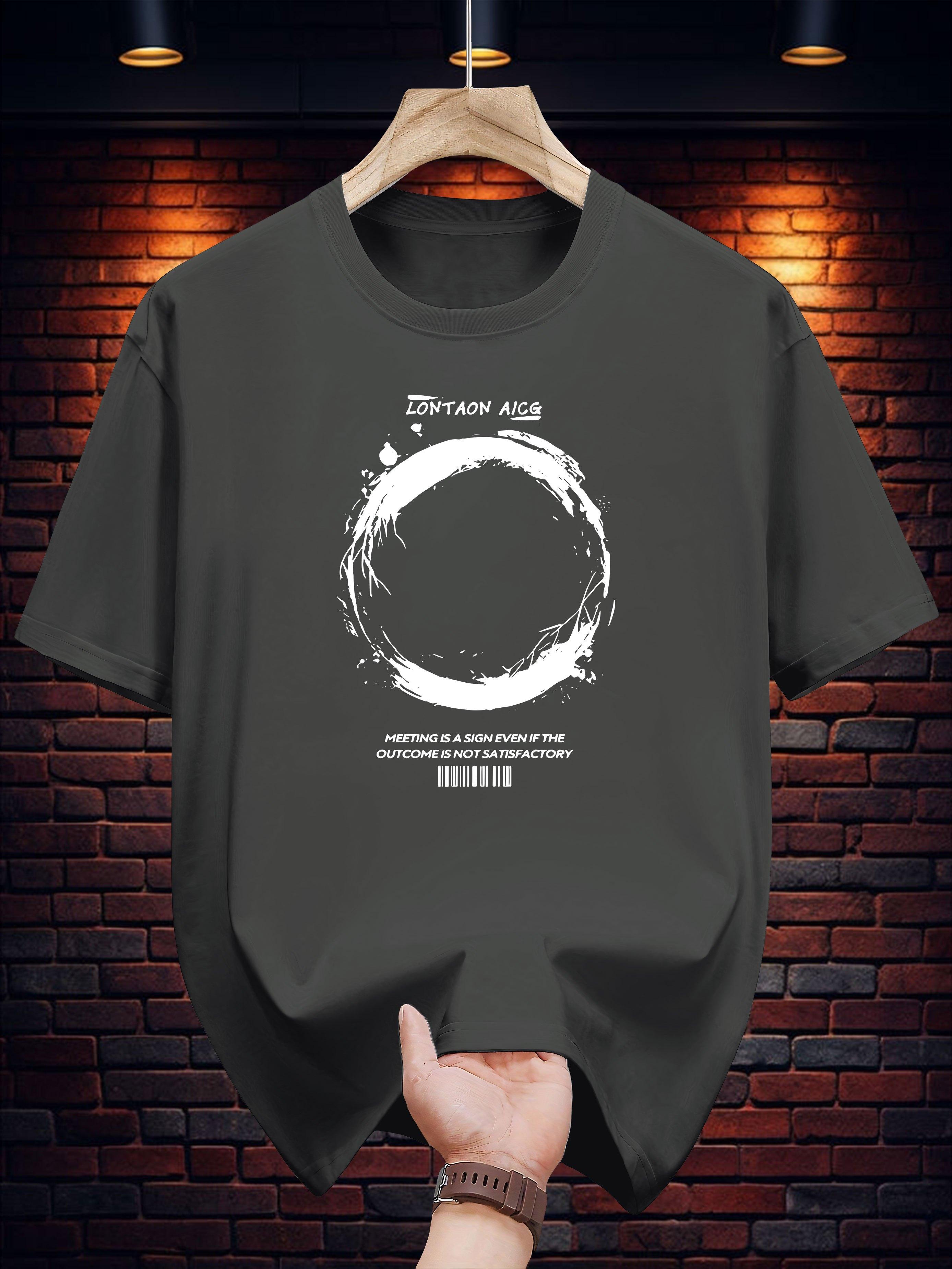 Graphic Print T-shirt - Black Casual Short Sleeve Round Neck Summer Tee with Bold  DREAM  Design L