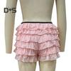 Women Summer Shorts Multi-layered Scattered Hem Ruffle Lace Trim Beach Shorts Lolita Style High Waist Ultra-short Shorts Daily Wear Sleep Shorts