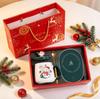 Christmas New Year Gift Set, 55℃ Thermostat Ceramic Mug, Snowman Coffee Cup with Lid & Spoon for Home Office