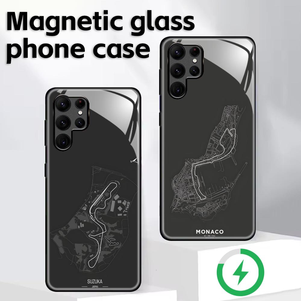 F1 Rennstrecke Print Handyhülle Für Samsung S26 S25 S24 S23 S22 S21 Plus Ultra Note20 Glas Magnetische Hülle
