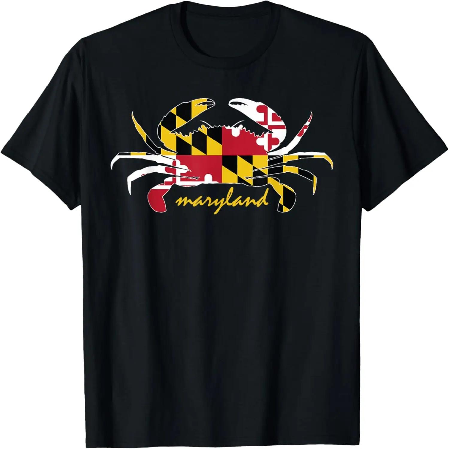 Maryland Crab Cute State Pride Flag T-Shirt,100% cotton S