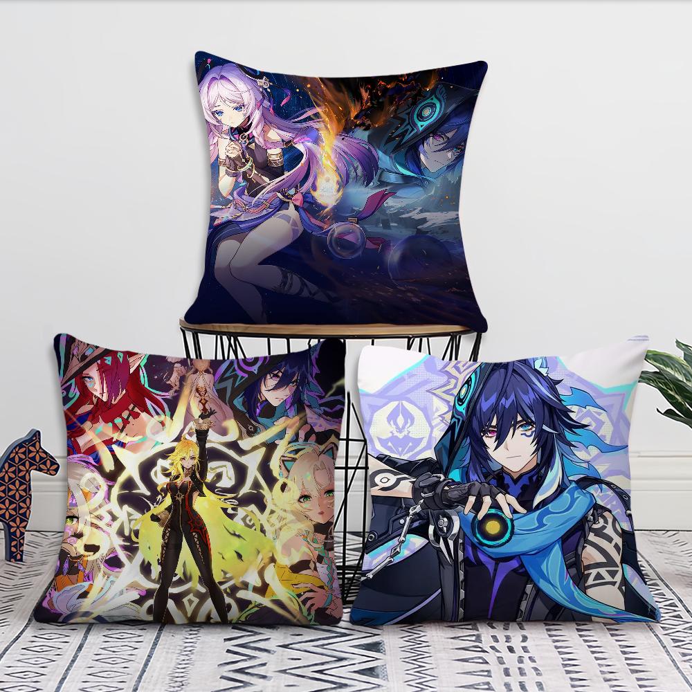 Ororon Genshin Impact Pillow Case Fan Style Square Home Decor Cushion Cover Design Printed