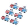 6PCS 2 In 8 Out Terminal Blocks 8 Way Butt Terminals Lever Electrical Wire Splicing Connectors 10mm Stripping
