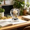 Acrylic Rose Ornament, 2D Flat Flower Decoration with Base, Table Centerpiece Rose Ornament, Romantic Desktop Decor for Home Shelf Cabinet