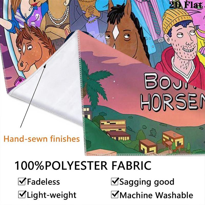 BoJack Horseman Gobelin Ścienny Estetyczny Dekor Ścienny Drukowany Materiał Kocyk Dekoracyjne Gobeliny do Sypialni Salonu Wystrój Domu