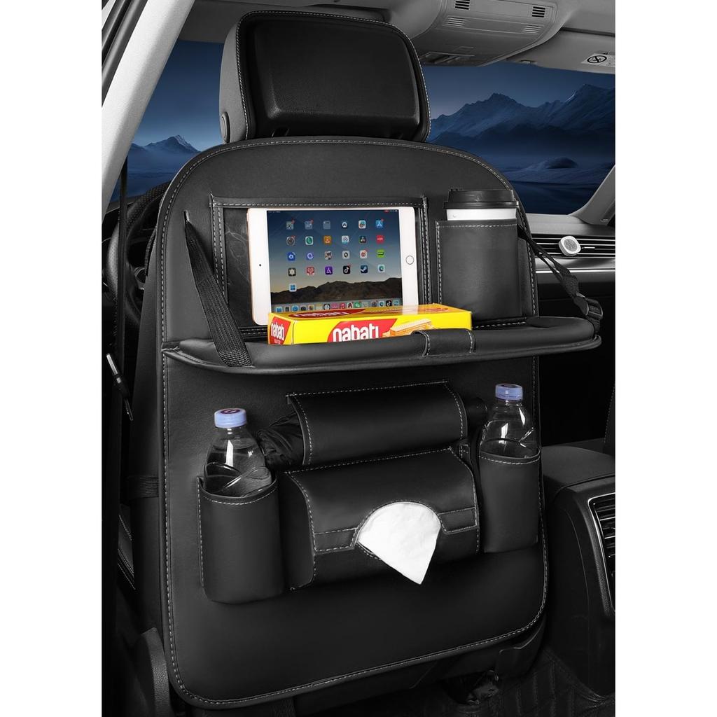 Upgraded Car Rear Seat Seat Back Car Storage Kick Rear Seat Waterproof and Large Leather Dirt with Folding Small Item Automotive Folding Dining Table