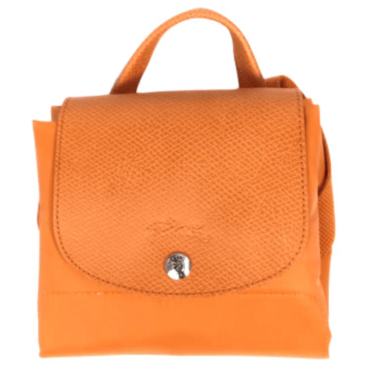 Longchamp Le Pliage Green 26 Einfarbig Druckknopf Reißverschluss Recycelter Canvas mit Lederbesatz Rucksack Damen Rucksack Orange 1699919P54