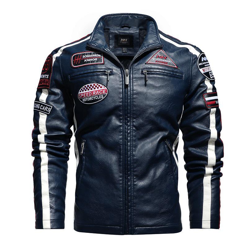 Men's Autumn and Winter Loose Large Size Men's Leather Casual Washed Motorcycle Pu Leather Jacket