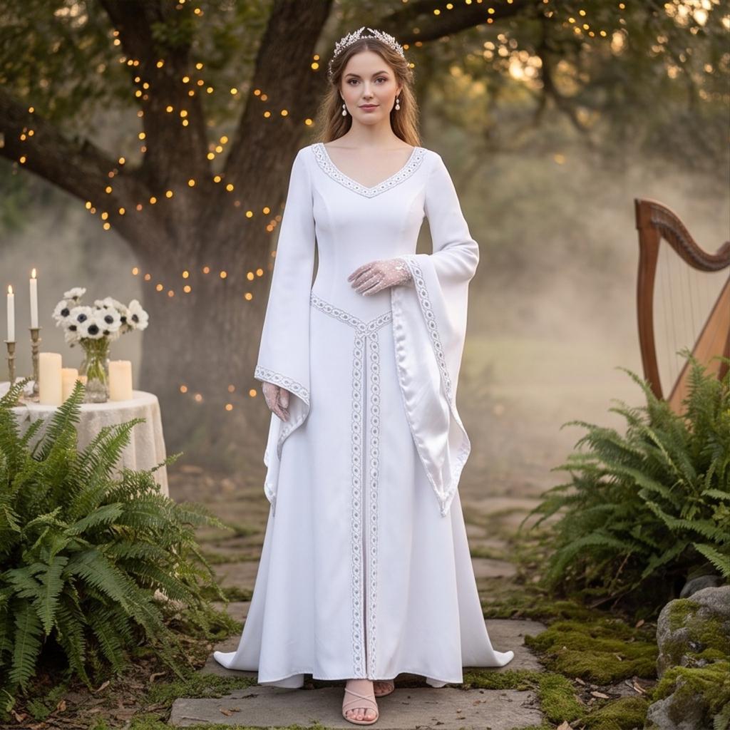 Damen Langarm V-Ausschnitt Bestickt Ausgestellte Ärmel Enganliegendes Kleid