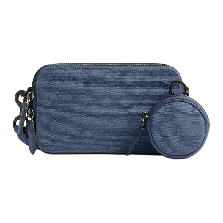 

Coach Charter 19 Brand Full Print Pattern Zipper Closure Exquisite Calfskin Crossbody Shoulder Bag Small Men bags Blue CU207-D61 Basic Set (Bag+Dust Bag)