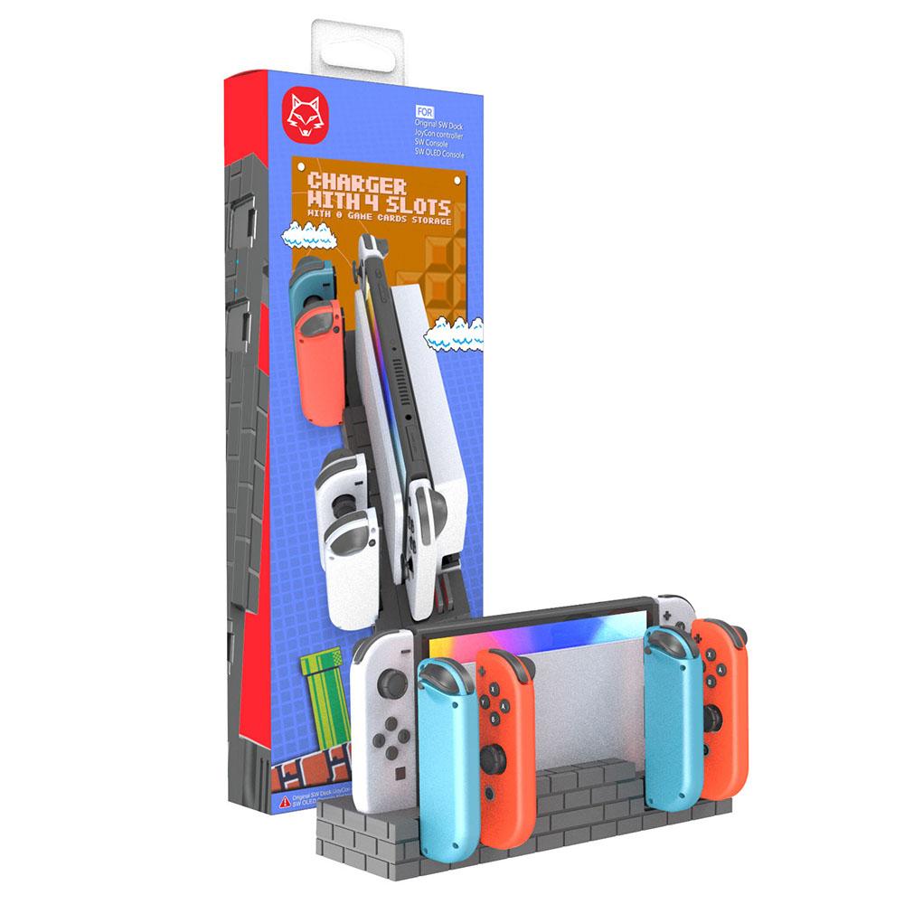 

TOPWOLF HS-SW488 For Nintendo Switch/Switch OLED Joy-Con Controllers Charging Dock Game Card Holder Black