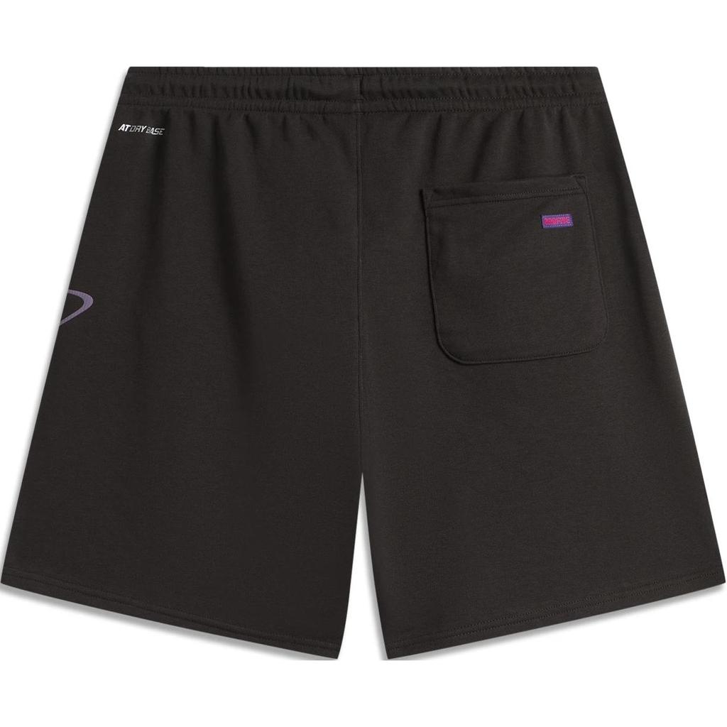 Li Ning Badfive Letter Mid-Waist Drawstring Comfortable Breathable Versatile Loose Straight Casual Shorts Men shorts Black Chocolate AKSU965-1