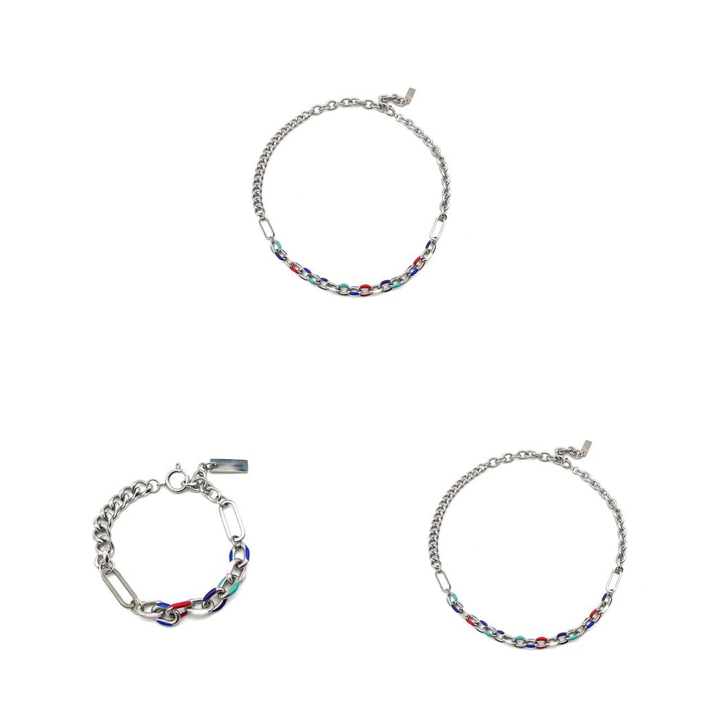 Geometric Stainless Steel Chain Necklace And Bracelet For Men And Women