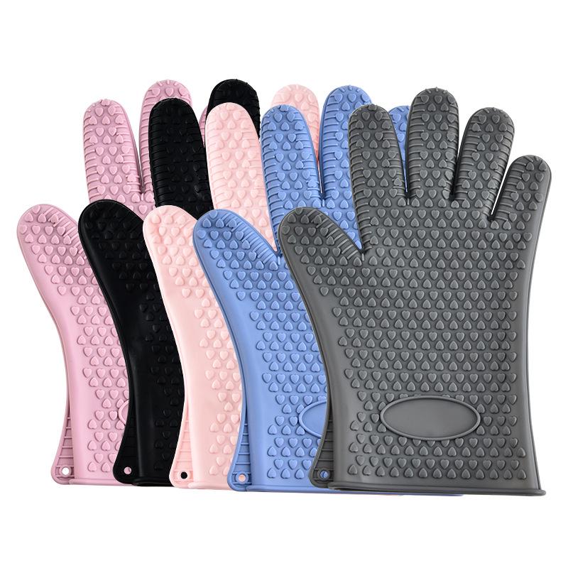 Silicone Non-Slip Heat Resistant Oven Gloves - Anti-Scalding, Ideal for Baking and Microwaves.
