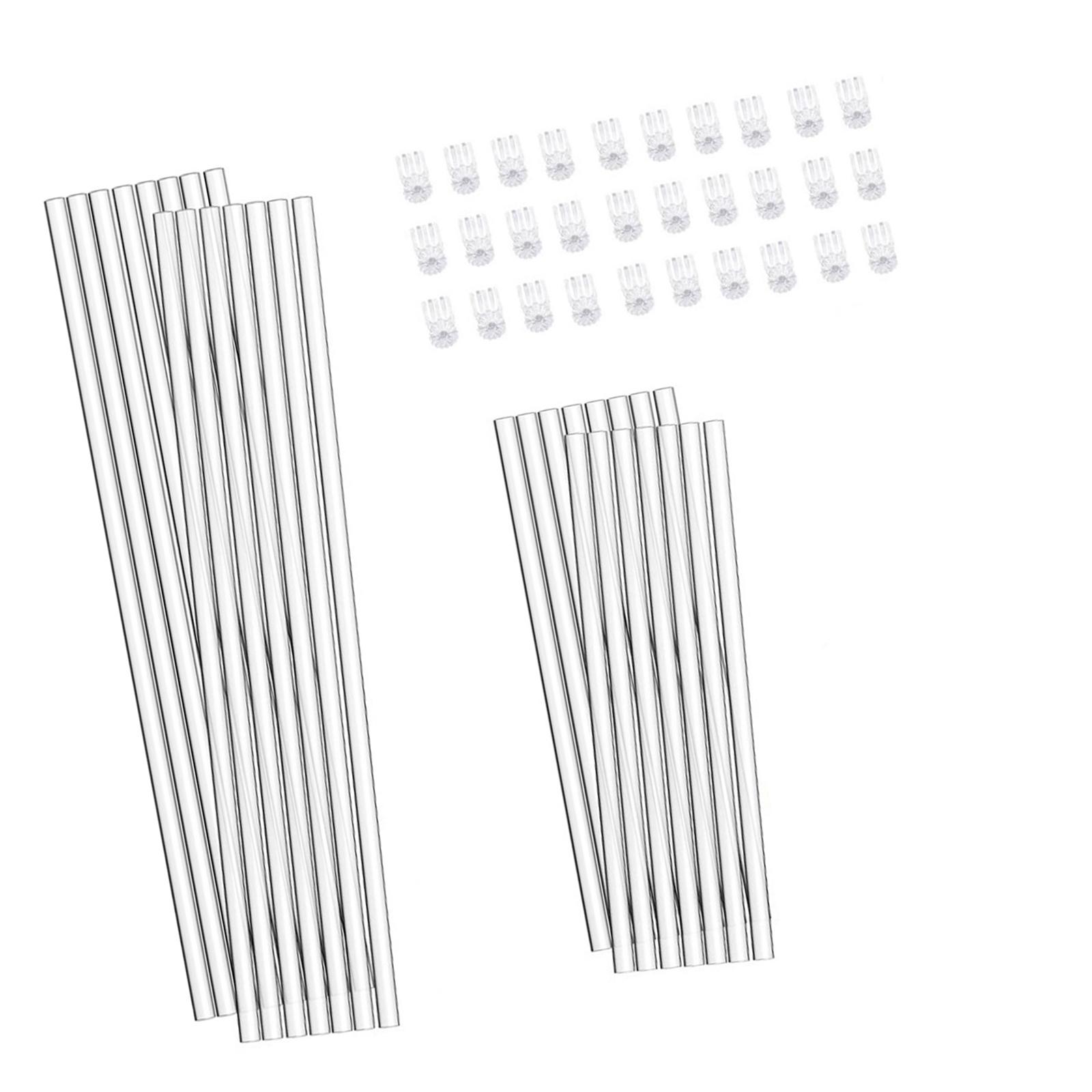 

30PCS Acrylic Plant Support Stakes 11/16Inch Clear Flower Sticks for Indoor and Outdoor Single Stem Plant with Clip
