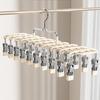Balcony Laundry Hanger With 20 Clip Frame and Hanging Hook, Plastic Coated Drying Rack for Small Garments and Towels