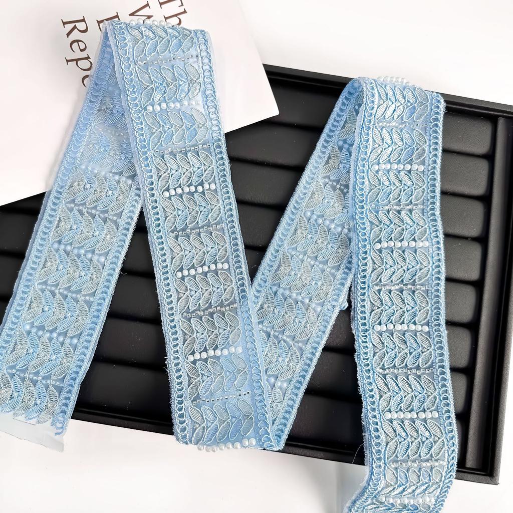 5.5Cm New Chinese Exotic Handmade Bead Embroidery Barcode Strand Diy Hanfu Cuff Accessories Edge Lace Accessories