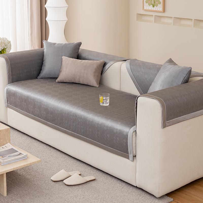 Ice Silk Sofa Cushion, Summer Light Luxury, Modern High-end Sofa Cover, Anti Slip Cool Mat, Seat Cushion, Backrest Cover, Towel