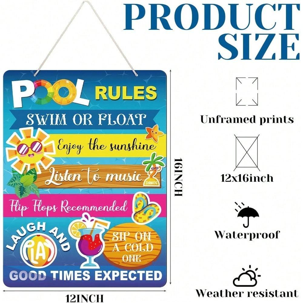 Pool Safety Rules Vintage Metal Sign 12x16 Inch Indoor Outdoor Decor