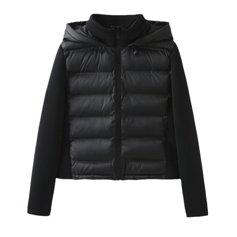Womens Hooded Short Cotton-Polyester Blend Warm Jacket Streetwear Style Casual Outerwear