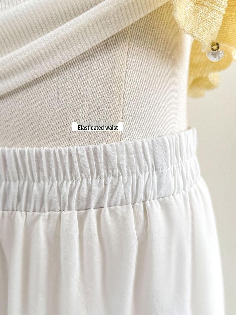 2026 Spring/Summer Floral Embroidered White A-Line Midi Skirt