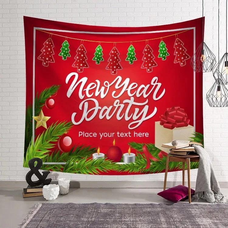 Christmas Pattern Tapestry Home Bedroom Living Room Wall Decoration Christmas Theme Tapestry