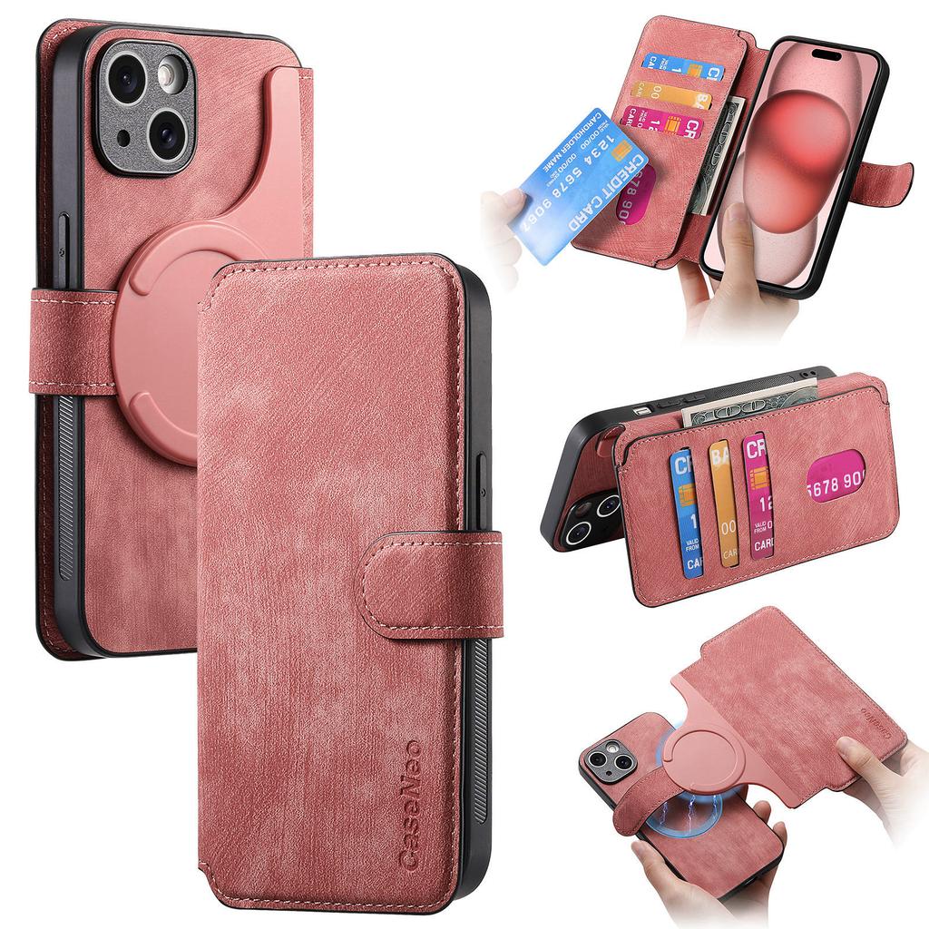 CASENEO MW-03 For iPhone 15 Plus Case with Detachable Wallet Leather+TPU Phone Cover