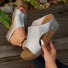 Large size wedge slippers New summer casual European and American fish mouth rivets drag thick heel thick bottom
