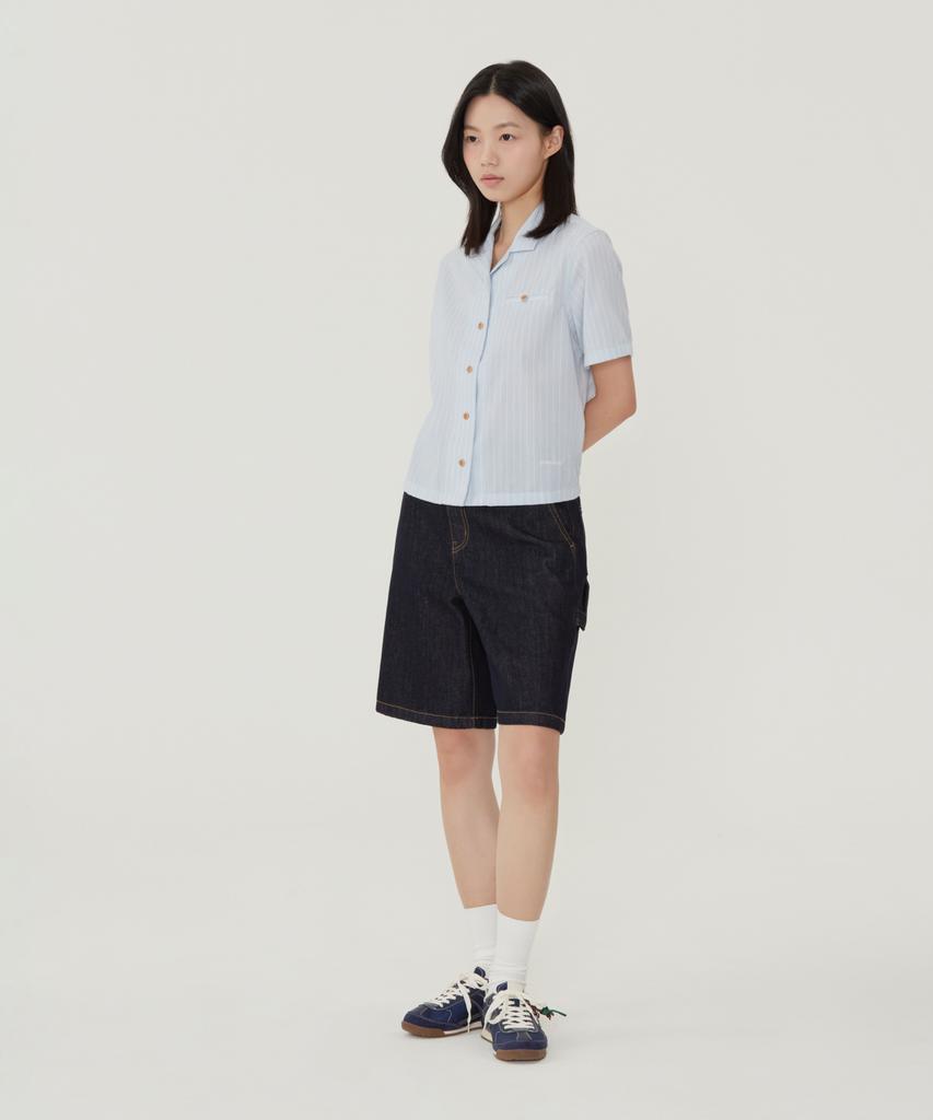 COVERNAT WOMAN Striped Half Shirt Ivory