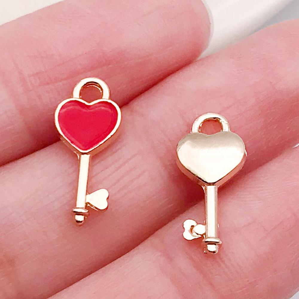 Red And Love Heart Peach Jewellery Accessories Diy Bracelet Keychain Necklace Pendant Alloy Oil Drop
