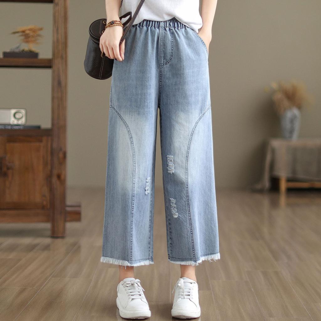 Spring and Summer Women's Jeans Women's High Waisted Jeans Loose Oversized Casual Pants