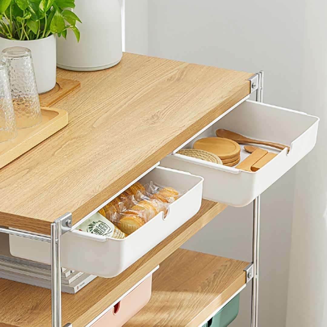 

AiO JAPAN Under-Desk Storage, White, Sliding Drawer, Add-On Storage Box, No Tools Required (Large) [Parallel Import]