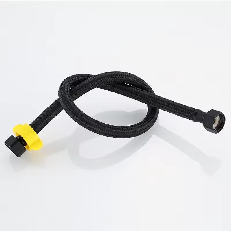 New G1/2  Black Nylon Water Inlet Hose Faucet Hose Water Heater Pipe Toilet Connection Kitchen Bathroom Hose All Black Tube 30cm