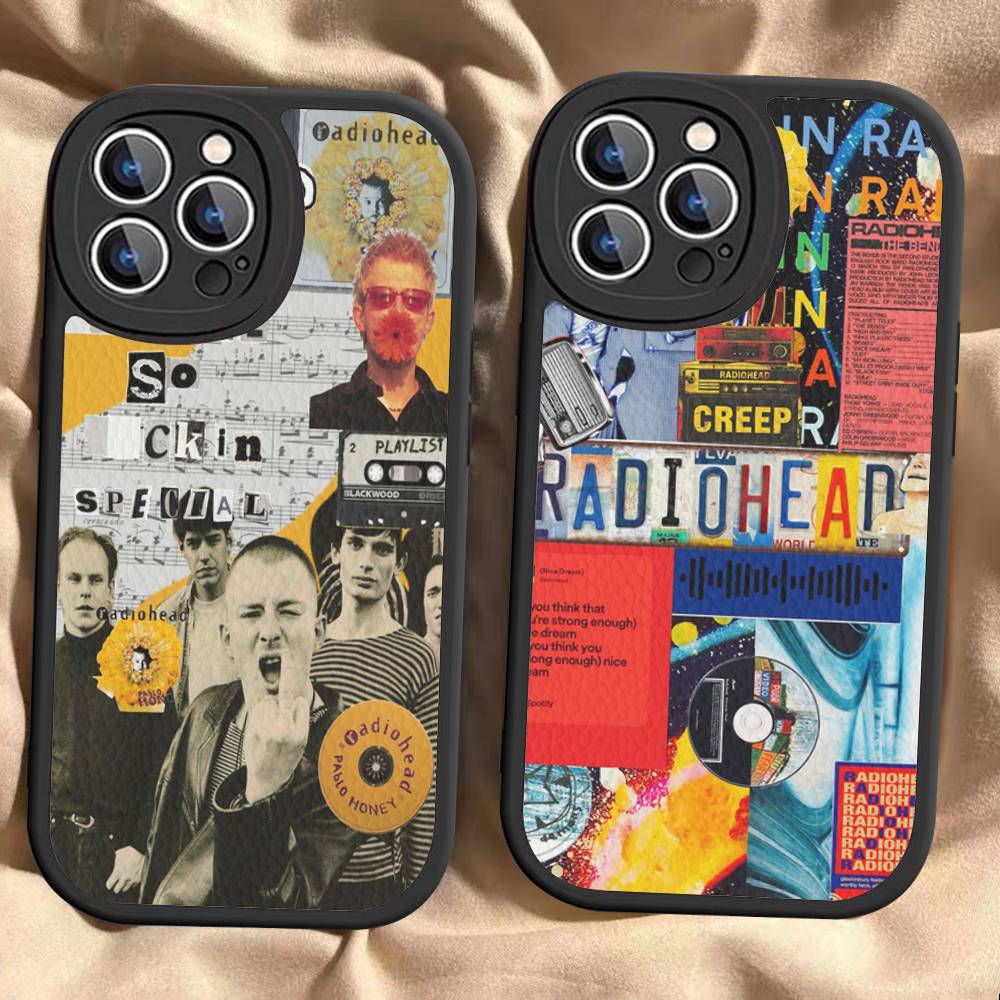 Vintage Mode Design Radiohead Handyhülle Für IPhone 11 12 13 14 15 16 Pro Max Mini Plus Weiche Lederhülle