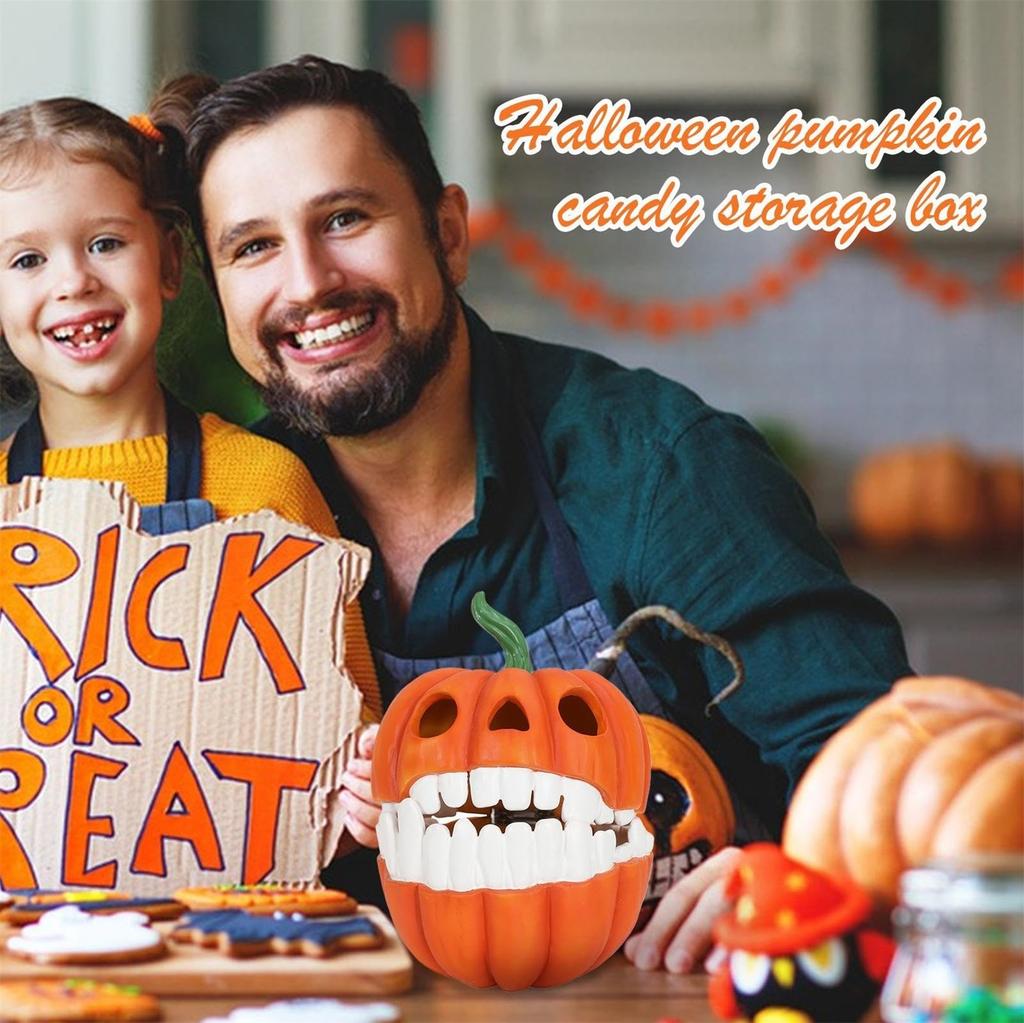 Candy Box - Halloween Candy Container, Decorative Storage Box | Bright Orange Festive Design, Easy Open Lid With Handle, Perfect For Kids Party Favors