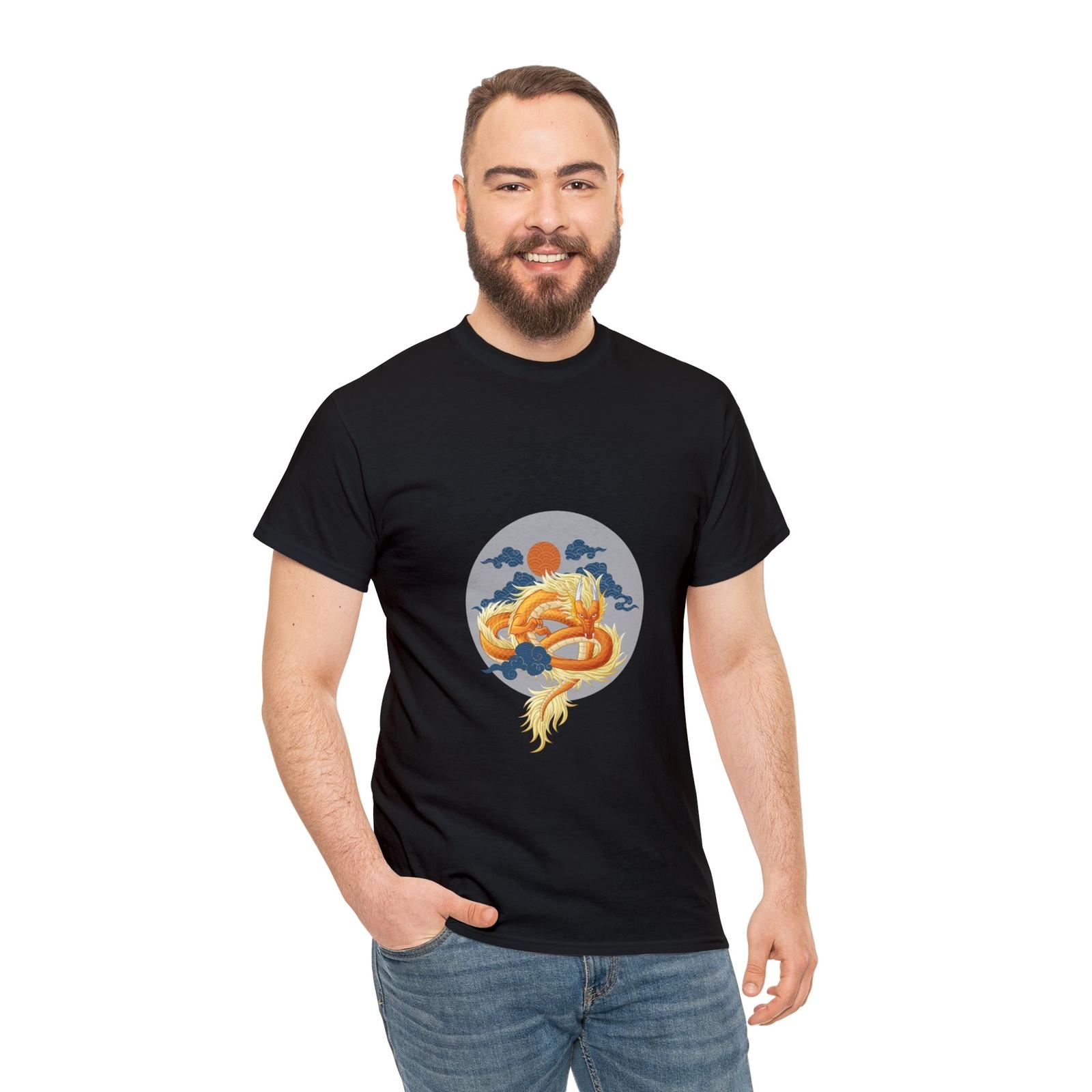 Orange and Blue Japanese Dragon T-Shirt unisex S разноцветный