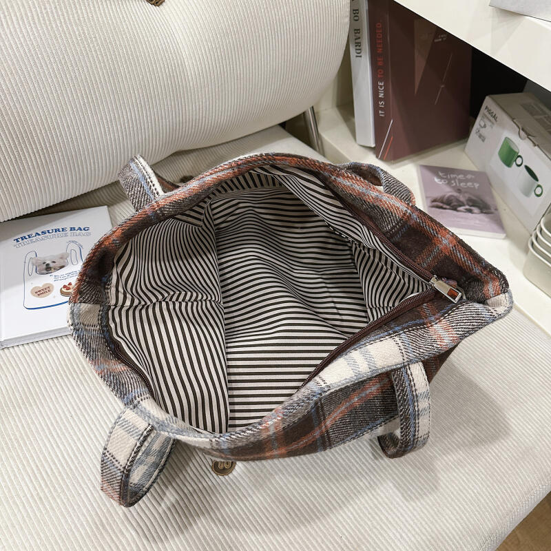 Große Kapazität Unordentlichkeitstasche Wollkaromuster Schulter Tragetasche