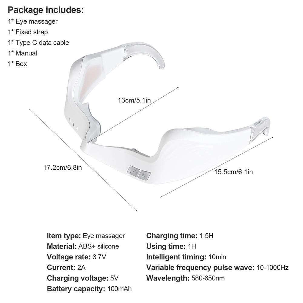 2026 Electric Eye Massager Under-Eye Glasses Massager Eye Fatigue Relief Massager Red Light Relieves Eye Fatigue Eyes Massage Glasses Promote Sleep