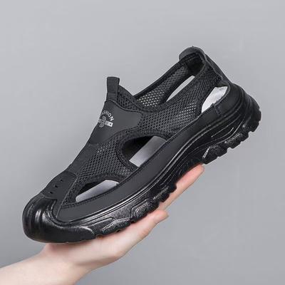 Summer Breathable Men's Bag Head Sandals Hollow Mesh Hole Shoes Outdoor Non-slip Lightweight Sports Leisure Beach Shoes