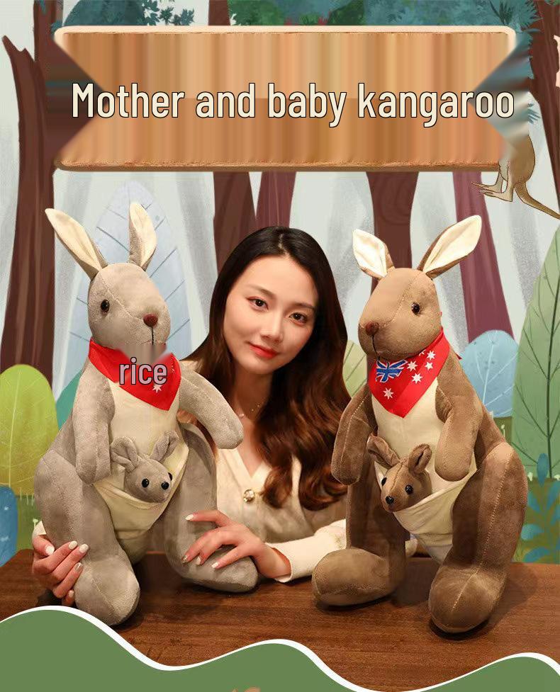 Mother and Baby Kangaroo Plush Toy - Cute Children's Pillow, Comfort Doll, Birthday Gift for Girls