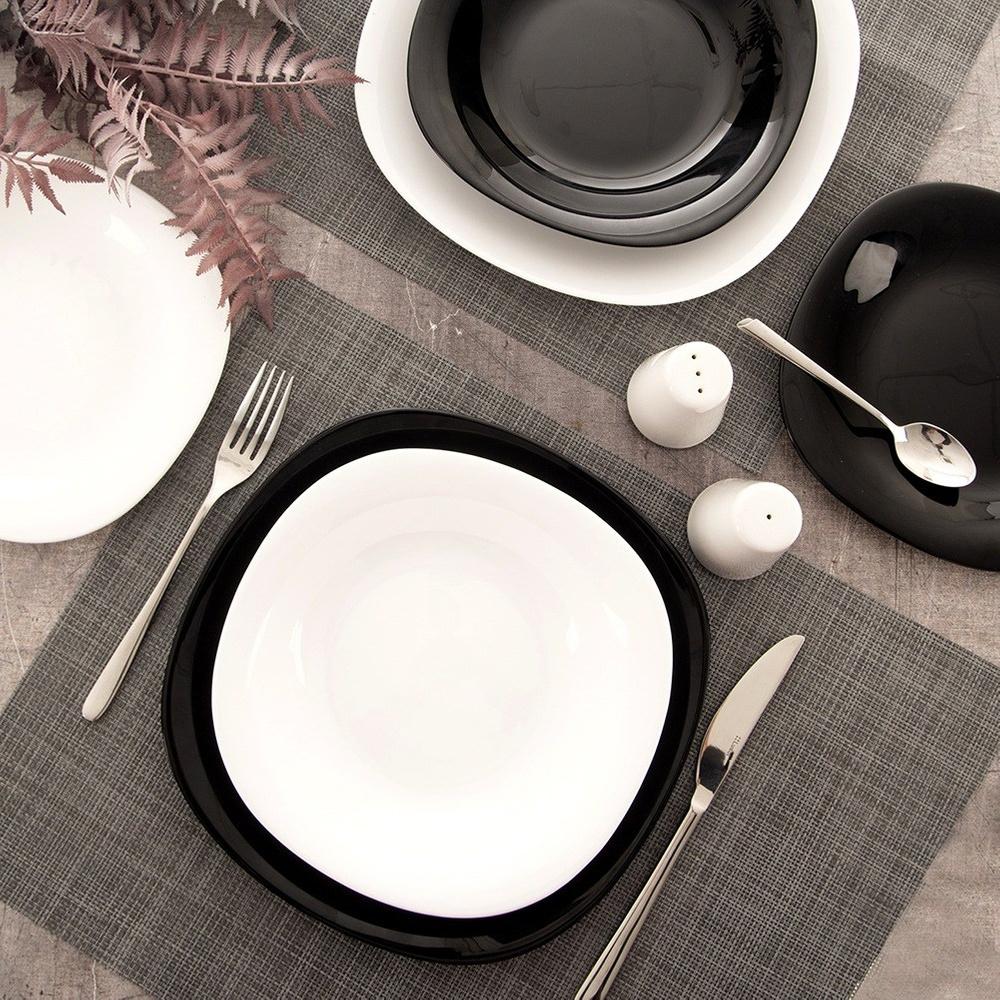 Large Flat Dinner Plate for Dinner Dishes Black 26.5 cm