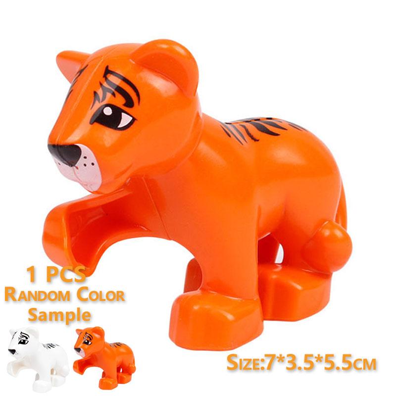 1Pcs Big Block Building Classic Animal Paradise Pets Wildlife Rabbit Lion Bear Compatible Duplo Bricks Set Supplement Children