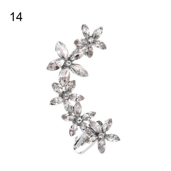 1Pc Women Rhinestone Flower Butterfly Ear Stud Cuff Clip Earring Helix Jewelry