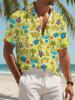 Short-Sleeved Shirt for Men Featuring a Casual Banana Print, Made from Polyester, Available In Various Sizes, Stylish And Comfortable, Perfect for