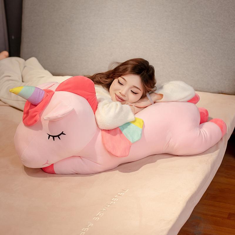 Multiple Sizes Cartoon Dreamy Lie Prone Unicorn Plush Toys Cozy Fabrics Big Size Throw Pillow Lovely Sleeping Companion Kid Gift