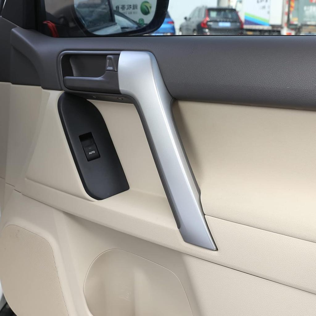 ABS Garniture de poignée de porte intérieure de voiture 4 pièces Compatible pour Toyot@ Land Cruiser Prado FJ150 150 2010 2011 2012 2013 2014 2015 2016 2017 2018 2019 Intérieur de voiture