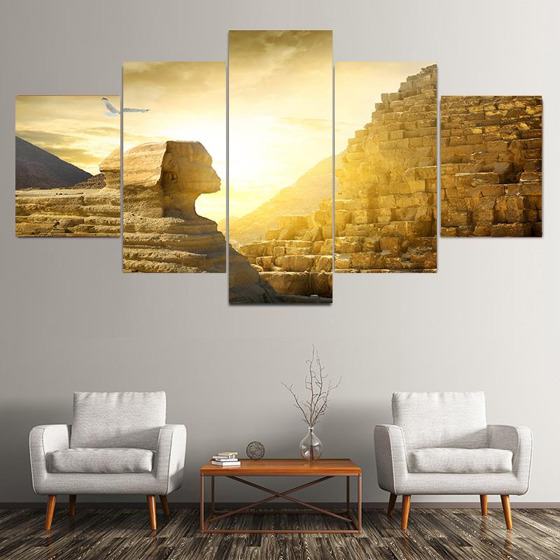 

5 шт. Египетская пирамида и сфинкс модульная картина на холсте пейзажные постеры и принты фотографии для декора гостиной без рамки 20x35cm*2 20x45cm*2 20x55cm*1